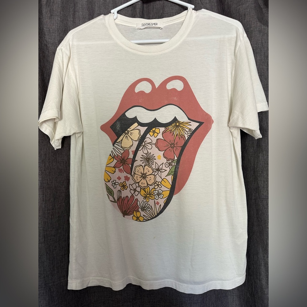 Daydreamer LA for Free People - Rolling Stones Flower Tongue t-shirt Small